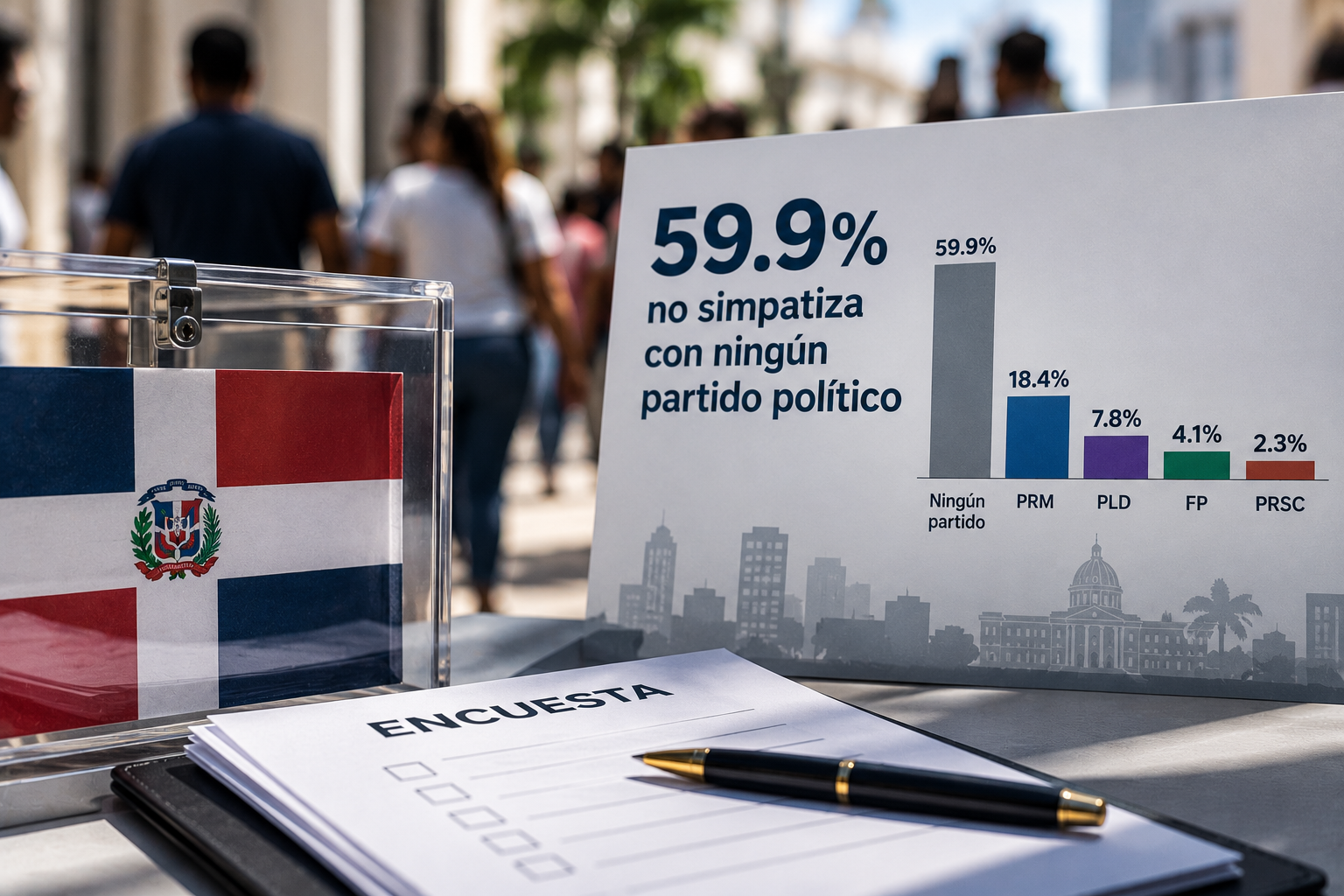 El 59.9 % de los dominicanos no simpatiza con ningún partido político, según encuesta de ACD Media